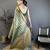 Women's green soft silk leheriya saree with unstitched blouse