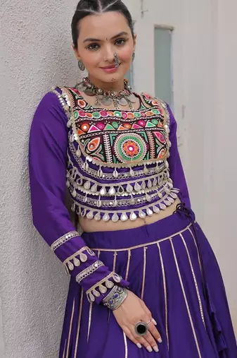 Purple Roman Chaniya Choli - Free Size 