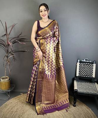 Women's wine soft silk leheriya saree with unstitched blouse 1
