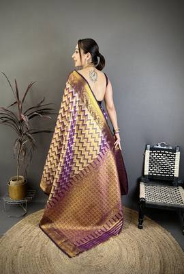 Women's wine soft silk leheriya saree with unstitched blouse 3