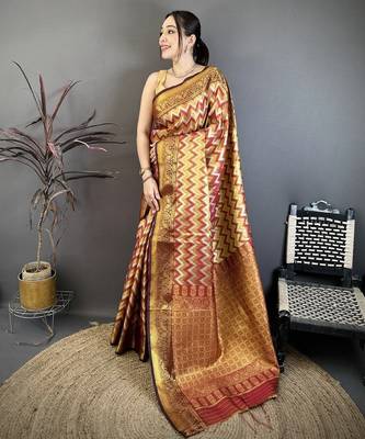 Women's maroon soft silk leheriya saree with unstitched blouse 1