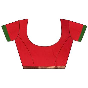 Women's red soft silk banarasi saree with unstitched blouse 5