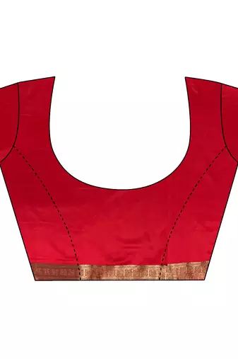 women's red & pink soft silk blend saree with unstitched blouse