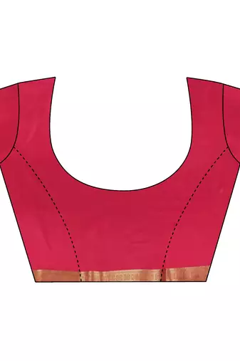 women's red & yellow soft silk blend saree with unstitched blouse