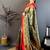 Women's green & red soft silk banarasi saree with unstitched blouse
