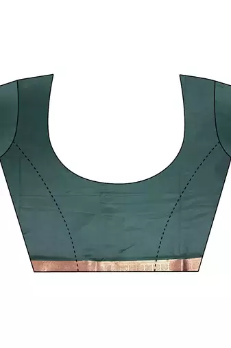 women's green & red soft silk blend saree with unstitched blouse