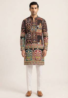 V neck printed kurta for men |navratri kurta 1