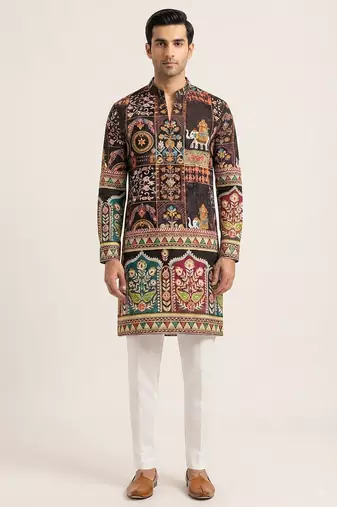 V neck printed kurta for men |navratri kurta