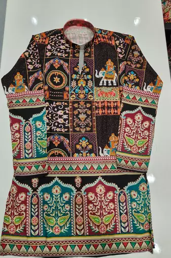 V neck printed kurta for men |navratri kurta