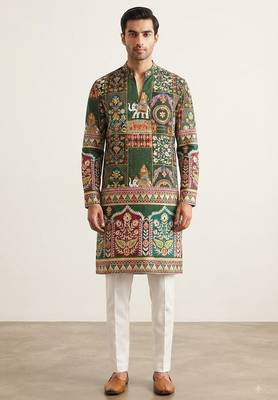V neck printed kurta for men |navratri kurta 1