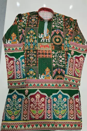 V neck printed kurta for men |navratri kurta