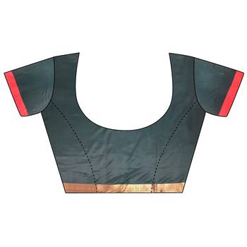 Women's sea green soft silk banarasi saree with unstitched blouse 5