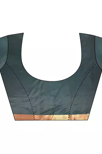 women's sea green soft silk blend saree with unstitched blouse