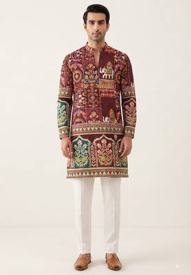 V neck printed kurta for men |navratri kurta 1