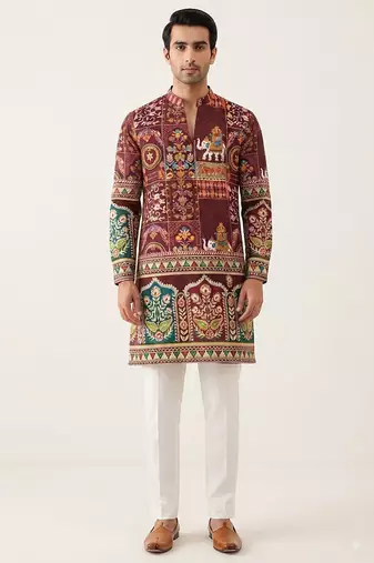 V neck printed kurta for men |navratri kurta