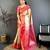 Women's beige & red soft silk banarasi saree with unstitched blouse