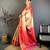 Women's beige & red soft silk banarasi saree with unstitched blouse