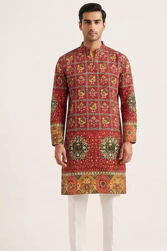 V neck printed kurta for men |navratri kurta