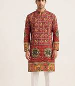 V neck printed kurta for men |navratri kurta