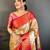 Women's beige & red soft silk banarasi saree with unstitched blouse