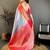 Women's silver & red soft silk banarasi saree with unstitched blouse