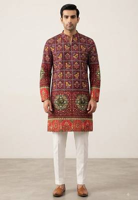 V neck printed kurta for men |navratri kurta 1