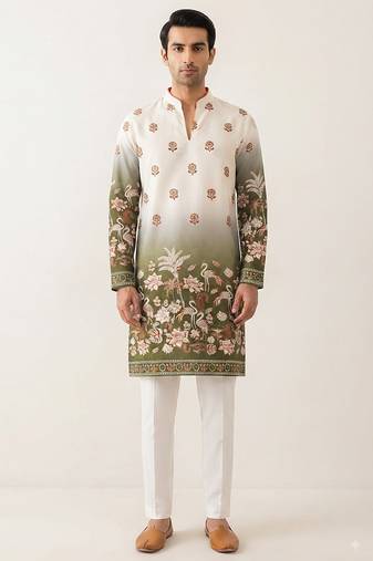 V neck printed kurta for men |navratri kurta
