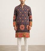 V neck daman printed kurta for men |navratri kurta