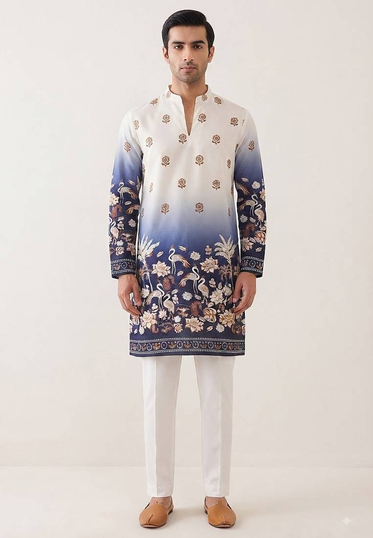 V neck printed kurta for men |navratri kurta