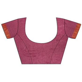 Women's purple & red soft silk banarasi saree with unstitched blouse 5