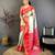 Women's cream & red soft silk banarasi saree with unstitched blouse