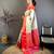 Women's cream & red soft silk banarasi saree with unstitched blouse