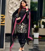 black color embroidery and sequin work faux georgette kurti dhoti set