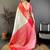 Women's cream & red soft silk banarasi saree with unstitched blouse