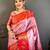 Women's pink & red soft silk banarasi saree with unstitched blouse