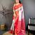 Women's off white & red soft silk banarasi saree with unstitched blouse