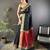 Women's black cotton silk banarasi saree with unstitched blouse