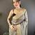 Women's grey cotton silk banarasi saree with unstitched blouse