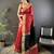 Women's red cotton silk banarasi saree with unstitched blouse