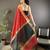 Women's red cotton silk banarasi saree with unstitched blouse
