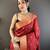 Women's red cotton silk banarasi saree with unstitched blouse