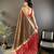 Women's brown cotton silk banarasi saree with unstitched blouse