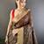 Women's brown cotton silk banarasi saree with unstitched blouse