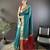 Women's teal cotton silk banarasi saree with unstitched blouse