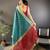 Women's teal cotton silk banarasi saree with unstitched blouse