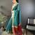 Women's teal cotton silk banarasi saree with unstitched blouse
