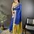 Women's royal blue cotton silk banarasi saree with unstitched blouse