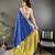 Women's royal blue cotton silk banarasi saree with unstitched blouse