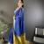 Women's royal blue cotton silk banarasi saree with unstitched blouse