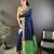 Women's navy blue cotton silk banarasi saree with unstitched blouse